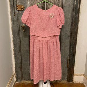 Small Medium Large Vintage pink lace double layer short sleeve dress with matchi